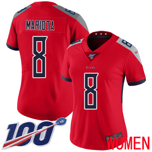 Tennessee Titans Limited Red Women Marcus Mariota Jersey NFL Football #8 100th Season Inverted Legend->tennessee titans->NFL Jersey